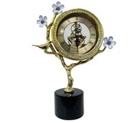 OUYUE Orologio da Scrivania Decorazione Orologio da Tavolo con Ramo di Fiori E Uccello Orologio da Tavolo retrò for Mensola, Mensola, Comodino Orologio da Tavolo Vintage