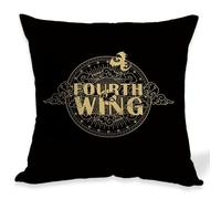 OUZ Fourth Wing Merch, Federa per cuscino Basgiath War College, regalo ispirato per drago su entrambi i lati, regalo di compleanno o laurea, decorazione per la casa, 45 x 45 cm (nero-01)