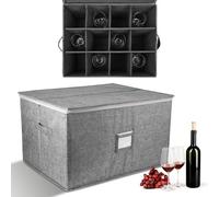 OUZHOU Scatola portaoggetti per bicchieri da vino con 12 divisori, porta calici, custodia per bicchieri da vino con finestra per etichette, contenitore per bicchieri da vino, cucina, feste, viaggi