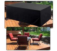 OUZUIU Copertura impermeabile per tavolo da patio, 350 x 140 x 80 cm, in tessuto Oxford 420D, antivento, antipioggia e anti-UV, protezione antistrappo per divani in rattan e set da pranzo rettangolari