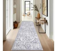 OUZUIU Tappeto runner anticato, stile vintage, antiscivolo, lavabile in lavatrice, a pelo basso e non perde pelo, ideale per ingresso, cucina e lavanderia, 90 x 180 cm