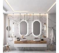 Oval Ceiling Hanging Mirror，Suspended Bathroom Vanity Mirror | Decorative Ceiling Mounted Mirrors，Wall Makeup Mirror Modern Shaving Mirrors(Black,20"*47")