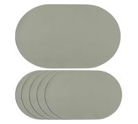 Oval Faux Leather Placemats Set of 4/6, Waterproof Oil-Proof PU Dining Table Mats for Kitchen, Restaurant, Coffee Shop(Mist Blue,Set of 6)