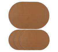 Oval Faux Leather Placemats Set of 4/6, Waterproof Oil-Proof PU Dining Table Mats for Kitchen, Restaurant, Coffee Shop(Brown,Set of 4)