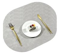Oval Placemats Set of 4/6, Faux Leather Waterproof Oil-Proof PU Dining Table Mats for Kitchen, Restaurant, Coffee Shop(Gray,Set of 4)