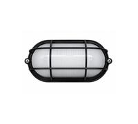 Ovale 100 plafoniera e27 60w nera con griglia di protezione e diffusore in vetro