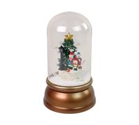 Ovale decorativa natalizia in vetro con pupazzi di neve e albero d'oro