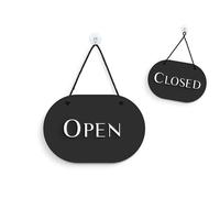 Ovale Elegante Nero - Cartello Open/Closed a Rilievo [OC35] Insegna per Porta Ve