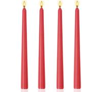 Ovaletta 4 candele rosse, a punta di Natale, candele lunghe, rosse, per matrimonio, compleanno, altezza 25 cm, diametro 2,2 cm, durata circa 8 ore