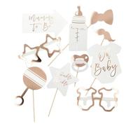 Ovanda 10 pezzi oro rosa baby shower accessori per foto baby shower, accessori per feste baby shower, baby shower, decorazione neutra, decorazione per bambini, decorazione per feste di genere