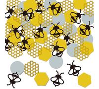 Ovanda 100 decorazioni per api glitterate, coriandoli da tavolo, coriandoli Happy Bee Day, coriandoli dorati e neri, per feste di compleanno