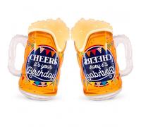 Ovanda 2 boccali di birra, palloncini in pellicola per Oktoberfest | 2 palloncini in pellicola come boccale di birra, ciascuno di circa 71 x 53 cm, con motivo Cheers Birthday per festa della