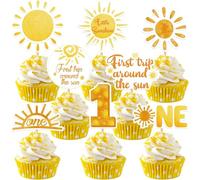 Ovanda 24 decorazioni per cupcake in stile boho con sole per il primo | 24 decorazioni stampate in 8 disegni con sole per cupcake, muffin e piccole torte per il primo compleanno e Sweet Table