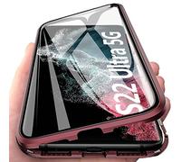 OVANN Cover per Samsung Galaxy S22 Ultra 5G Magnetica Adsorbimento Tech Custodia Anteriore e Posteriore Trasparente Vetro Temperato Case Metallo Alluminio 360 Gradi Full Body Protezione Case - Rosa