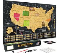 OVANTO L'esclusiva mappa da viaggio da grattare da 43 x 61 cm progettata da zero per le persone che richiedono di più! L'unica mappa degli Stati Uniti con pellicola antigraffio super facile e