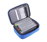 OVAQUIXI Astuccio Portapenne Pieghevole Multifunzione in Tessuto con 72 Scomparti, con Tracolla e Slot Elastici per Materiali Artistici, Matite Colorate, Studenti, Artisti (BLUE)