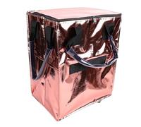 OVAQUIXI Borsa della Spesa con Ruote, Materiale Tessuto, Ruote Girevoli a 360°, Design Pieghevole, per la Spesa e il Bucato 15,75x11,81x19,69 Pollici (Oro rosa)
