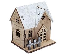 OVAQUIXI Casa delle Bambole Fai-da-te in Legno con Luce LED Natalizia, Casa delle Bambole in Miniatura, Decorazioni Natalizie, Accessori per la Scatola della Stanza, Materiale in Legno, Ideale per