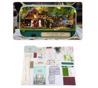 OVAQUIXI Casa delle Bambole in Miniatura Fatta a Mano, Kit per Casa delle Bambole, Luci a LED, Decorazioni per la e Regali, Tema Rurale, Legno + Tessuto + Carta + Resina + Plastica (Note pastorali)