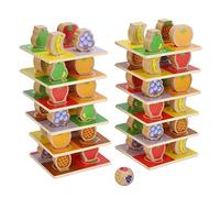OVAQUIXI Classico Gioco da Tavolo per Impilare Blocchi di Legno con Immagini di Frutta, Migliora la Coordinazione Occhio-mano, Adatto a Bambini Dai 3 Anni, Ideale per la Giornata dei Bambini