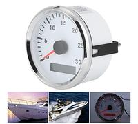 OVAQUIXI Contagiri LCD, Sensore Contagiri per Barche Impermeabile 12V/24V 3000 Giri/min con Display Rosso per Applicazioni Marine (Copertura argentata con quadrante bianco)