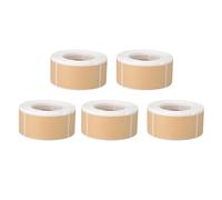 OVAQUIXI Etichette Adesive Kraft, 1300 Pezzi Etichette Autoadesive Kraft Marroni Vuote 5x2,5 Cm / 2x1 Pollici 5 Rotoli per Barattoli Bottiglie Contenitori Scrapbook