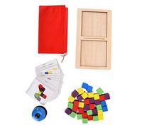 OVAQUIXI Giocattoli Educativi per Bambini con Mattoncini in Legno, Migliora Il Pensiero Logico e l'abilità Manuale, Set di 36 Carte e Blocchi, Ideale per L'apprendimento a Casa (JQN-Double Battle