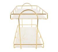 OVAQUIXI Ironico Bianco Gold Baglie a 2 Livelli Piccola Portapacchi per Cimpile per Asciugamano Cosmetici, Utilizzo di Spazio Efficiente, Accesso Comodo, Misurazione della Manutenzione, i Bagni, con