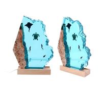 OVAQUIXI Lampada a LED in Resina per Decorazioni per Feste in Camera da Letto, Lampada a Luce Oceanica in Legno Massello con Cavo USB, 9,1 Pollici, Ideale per Compleanno e Natale