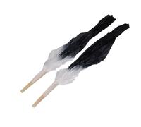 OVAQUIXI Long Dance Fan con 16 Ossa Resistenti, 1,5m (Gray and Black) | Materiale di seta morbida, design a colori tradizionale, perfetto per le esibizioni