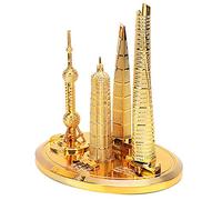OVAQUIXI Modello Vintage del Centro Finanziario di Shanghai, per gli Amici, Edifici Decorativi di Shanghai, Dorato (Oro-Piccolo)