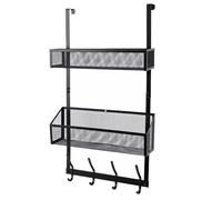 OVAQUIXI Organizer per Porta con Cestelli a Rete Regolabili (BLACK) | Resistente acciaio al carbonio, facile installazione, design stabile, adatto a porte inferiori a 4,5 cm