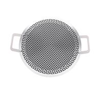 OVAQUIXI Padella in Acciaio Inox per Barbecue Coreano, Antiaderente, Piastra Liscia Esterna con Distribuzione Uniforme del Calore, per a Gas, Campeggio, All'Aperto (34 cm)