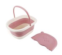 OVAQUIXI Pediluvio Pieghevole, Pediluvio in Plastica Resistente con Massaggiatore, Perfetto per Rilassare i Piedi Dopo una Lunga Giornata, Design Portatile 39x30x17 Cm per Uso Domestico (Roseo)