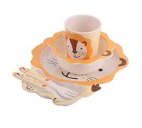 OVAQUIXI Piatti di Cartone Animato per Bambini Set Stoviglie per Bambini in Melamina, Design dello Spazio Separato, Fondo della Ciotola Che Impedisce lo Scivolamento, Manici della Tazza Facili da