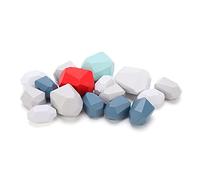 OVAQUIXI Pietre Impilabili in Legno, Blocchi di Pietra Colorati, Vernice a Base D'acqua Ecologica, Migliora la creatività e le abilità Logiche dei Bambini, 22 Pezzi in Legno (Stile 7 (16 borse))