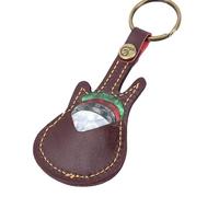 OVAQUIXI Porta Plettro Portatile in Pelle per Chitarra, Custodia Nera Facile da Appendere per gli Appassionati di Musica (BROWN)
