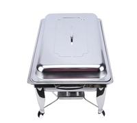 OVAQUIXI Servitore per Buffet in Acciaio Inossidabile, Scaldavivande a Doppio Scomparto con Riscaldamento Ad Alcool e Telaio Pieghevole, per Ristorazione Alberghiera