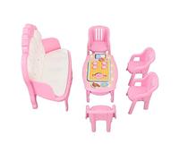 OVAQUIXI Set di Mobili da Soggiorno in Miniatura Divano Tavolino Sedie per Casa delle Bambole in Plastica ABS in Scala 1/16 Aggiungi Atmosfera Vivente Feste per Bambini (Stile 3)