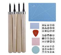 OVAQUIXI Set per Intaglio di Timbri, Strumenti per Scultura Manuale, Formato Blocco A5, Timbro Artigianale Unico con Manico Antiscivolo e Vari Modelli, Ideale per gli Appassionati D'arte