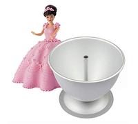 OVAQUIXI Stampo per Torte da Principessa per Bambole, 8 Pollici, Stampo per Torte Decorativo a Semicerchio, con Superficie Opaca in Alluminio Spazzolato Ad Alta Resistenza per la (SILVER)