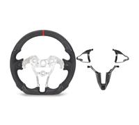 OVAQUIXI Volante in Fibra di Carbonio, Design a D Design per le Corse a Basso Livello Piatto in Pelle Perforata con Finiture a Bottoni per la Sostituzione di I30 N 2018 e Dopo