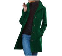 OVARA Cappotti in lana lunga da donna Elegante monopetto Trench Plus Size Risvolto Tinta unita Giacca invernale lunga Peacoat Cappotto termico all'aperto con tasca