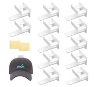 OVBOVA 12 Pezzi Porta Cappelli da Parete, Autoadesivo Ganci per Berretti da Baseball, Senza Perforazione Porta Cappello Montaggio a Parete per Cuffie, Sciarpe, Borse (Bianco)