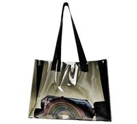 OVBOVA Borsa e Tote in PVC Trasparente, Tote Bag per Viaggio e Trucco, Borsa delle Donne di Nera Della Gelatina per la Spiaggia, Grande Capacità e Multifunzione