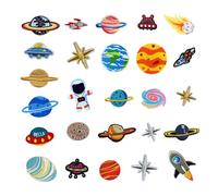OVDGWC 26 Pezzi di Stiratura, Patch del Pianeta Dell'Universo Astronauta, Macchie di Cartoni Animati Creativi, Macchie di Azoto di Abbigliamento Fai -da -Te, Decorazioni di Abbigliamento per Bambini