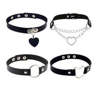 OVDGWC 4 Pezzi di Cinghie Punk per Collo, Fasce per Collo in Pelle Pu, Fasce per Collo Gotico, Nastri per Sala di Moda Personalizzati, Cinghie per Collo Femminile Regolabili