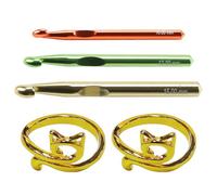 OVDGWC Pezzi di Uncinetti in Alluminio E 2 Pezzi di Anelli all'Uncinetto, Strumenti A Maglia, Uncinetto Grande