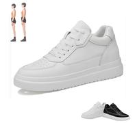 Oveallgo ElevateShoes - Scarpe da uomo 4/6/8/10 cm, in pelle, traspiranti, antiscivolo, invisibili, Bianco 6 cm, 44 EU