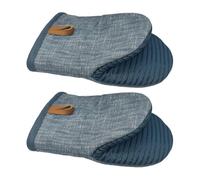 Oven Mitts Mini - 2 Pieces Heat Resistant Silicone Lined Baking Gloves | Non-Slip Compact Polyester Cotton Pot Holder Mittens For Kitchen Hot Trays Utensils Bowls Restaurant Barbecue Bakery